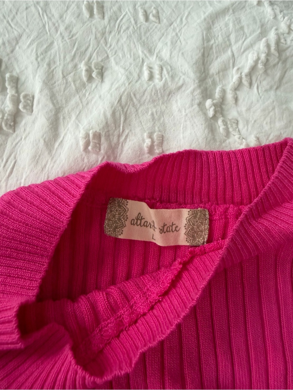 Altar'd State Fuchsia Ribbed Crew Neck BodySuit